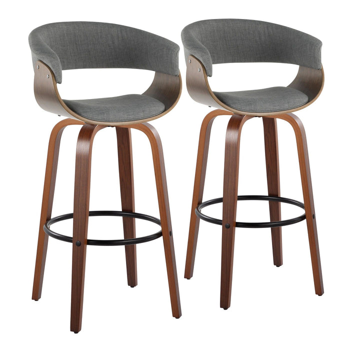 Vintage Mod - 30" Fixed-Height Barstool (Set of 2) - Black Footrest