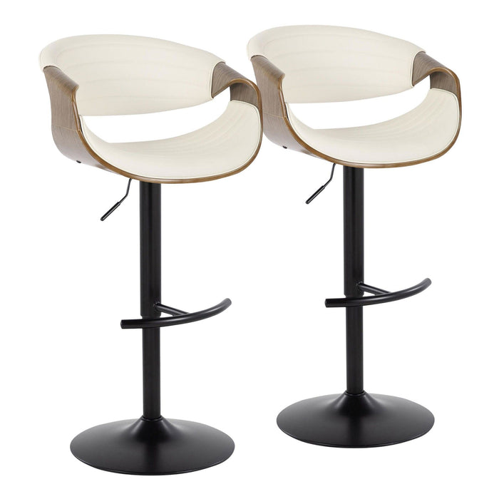 Symphony - Adjustable Barstool (Set of 2) - Black Base And Gray Backrest