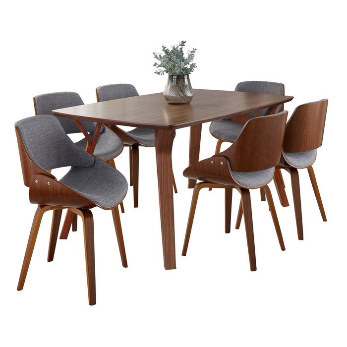 Folia - Bacci - Dining Set - Walnut Wood And Cream Fabric (Set of 5)