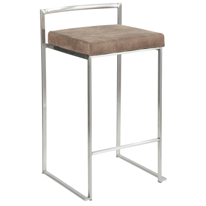 Fuji - Counter Stool Steel With Cushion - Stainless Steel