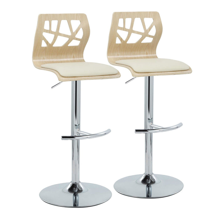 Folia - Adjustable Barstool (Set of 2) - Beige And Natural