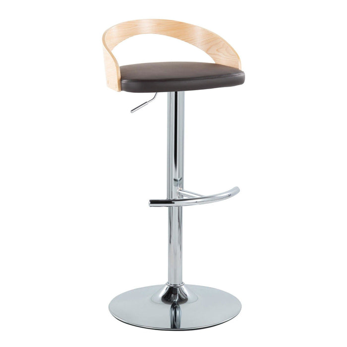 Grotto - Adjustable Barstool (Set of 2) - Silver Base And Natural Backrest