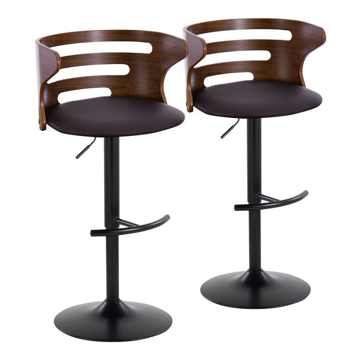 Cosi - Adjustable Barstool (Set of 2) - Black Base, Walnut Backrest