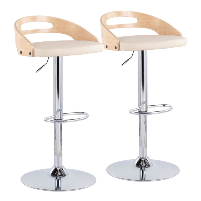 Cassis - Adjustable Barstool With Swivel - Natural Wood Footrest (Set of 3)