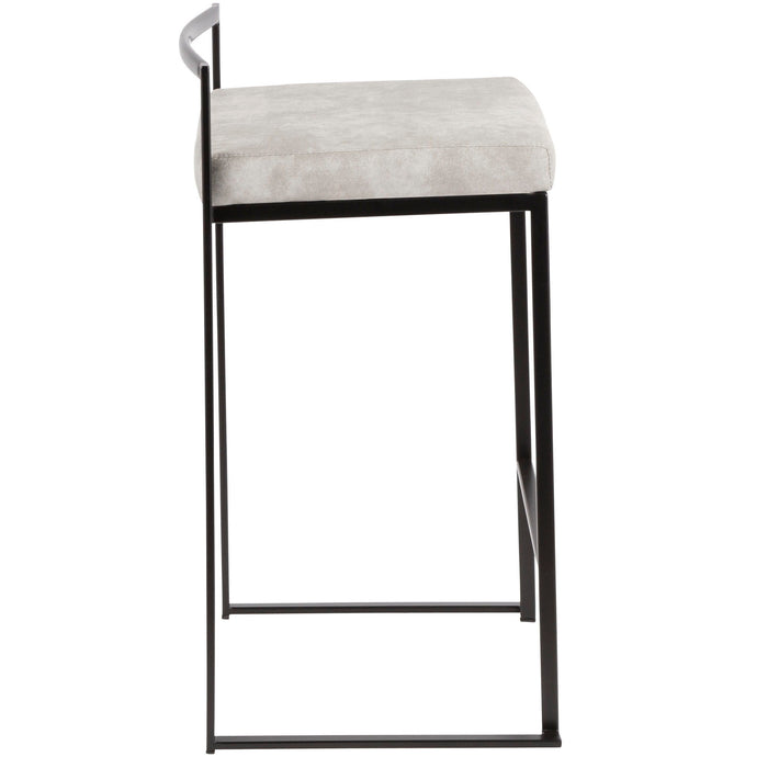 Fuji - Stackable Counter Stool With Cushion - Black Metal