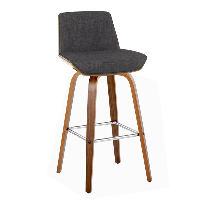 Corazza - 30" Fixed-Height Barstool (Set of 2) - Walnut & Black Base