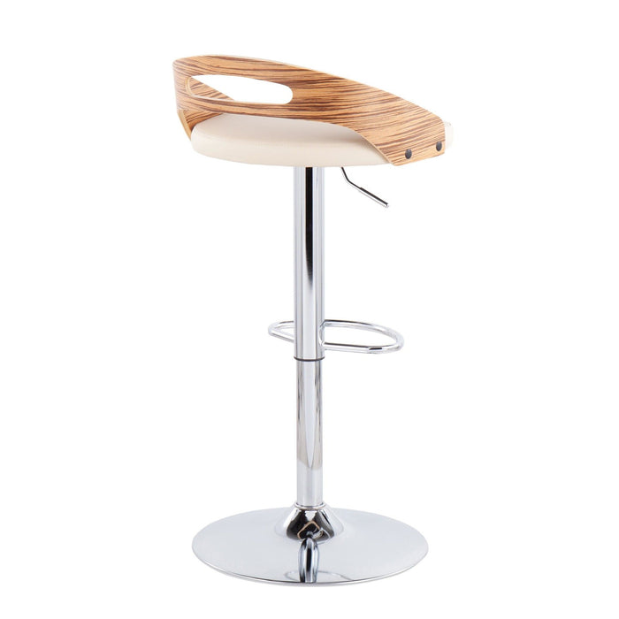 Cassis - Adjustable Barstool With Swivel - Chrome Metal, Zebra Wood Footrest (Set of 3)