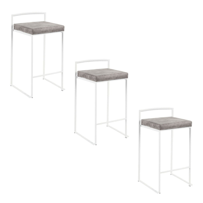 Fuji - Stackable Counter Stool - White Base (Set of 2)