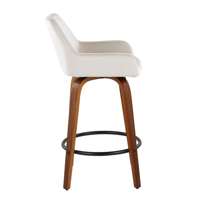 Daniella - 26" Fixed-height Counter Stool (Set of 2) - White, Walnut And Black