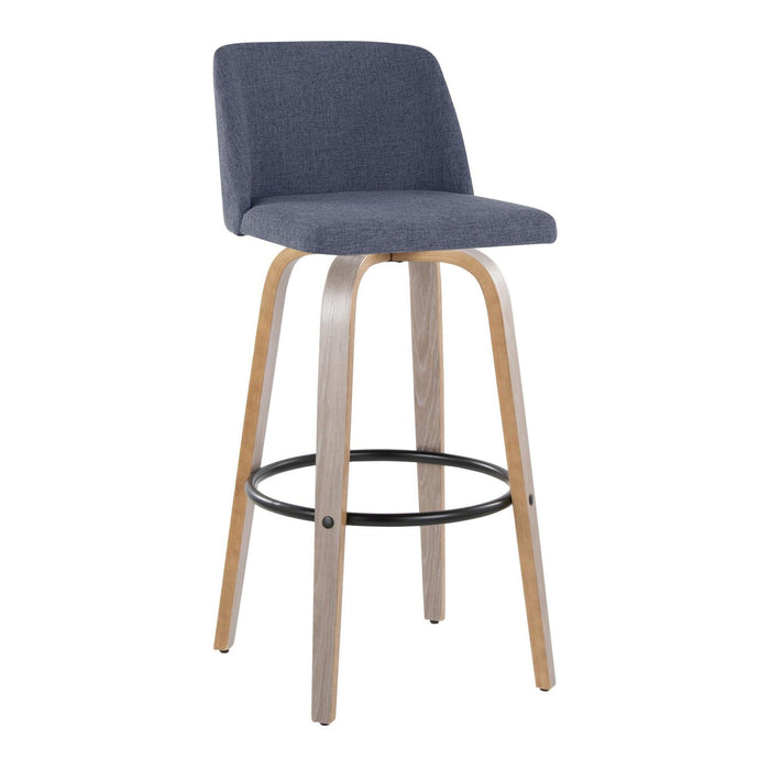 Toriano - 30" Fixed-Height Barstool (Set of 2) - Gray & Black Round Base