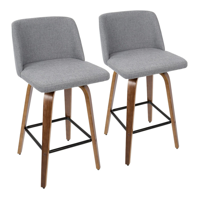 Toriano - Counter Stool - Walnut And Gray Fabric (Set of 2)