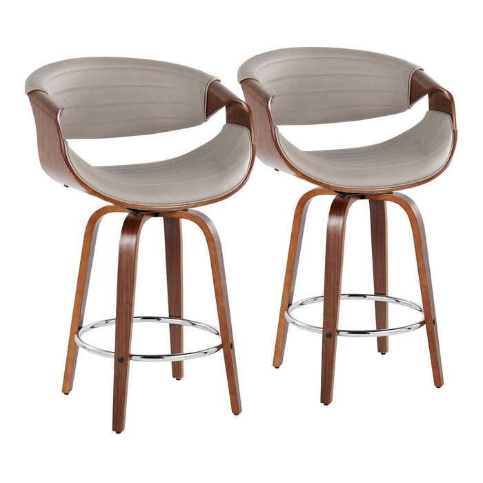 Symphony - 26" Fixed-Height Counter Stool (Set of 2) - Chrome & Walnut Base