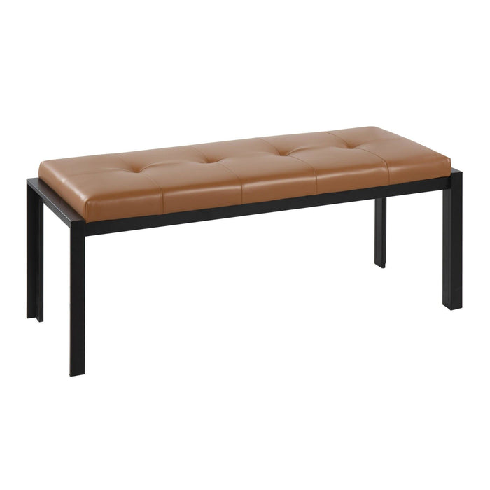 Fuji - Bench - Black Metal And Camel Faux Leather