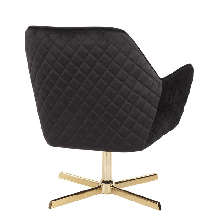 Diana - Lounge Chair - Gold Metal And Black Velvet