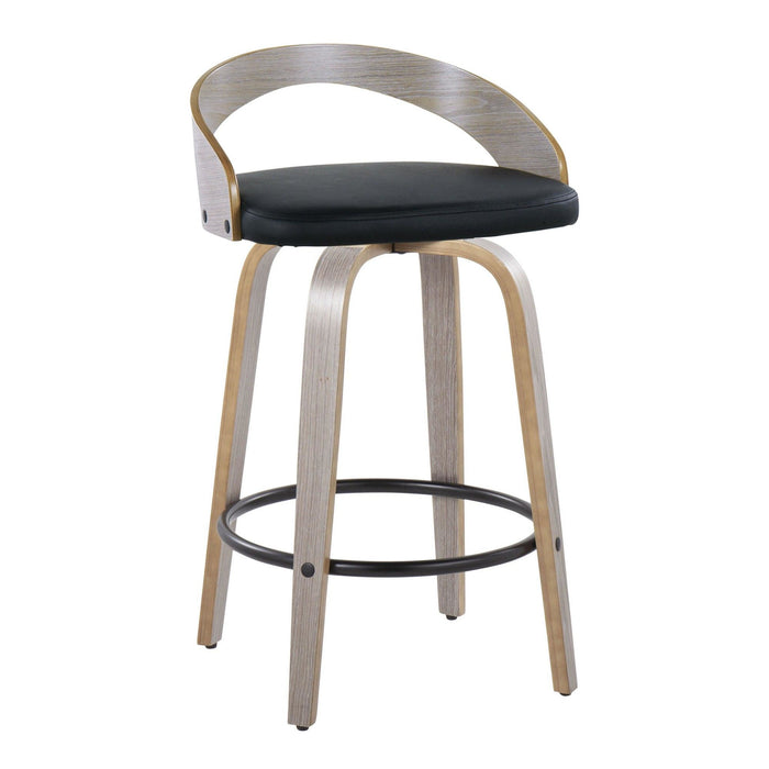 Grotto - 26" Fixed-height Counter Stool (Set of 2) - Light Gray And Black