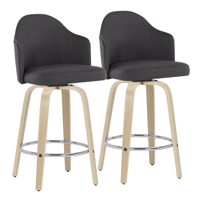 Ahoy - Fixed - Height Counter Stool - Natural Wood Legs And Round Footrest (Set of 2)