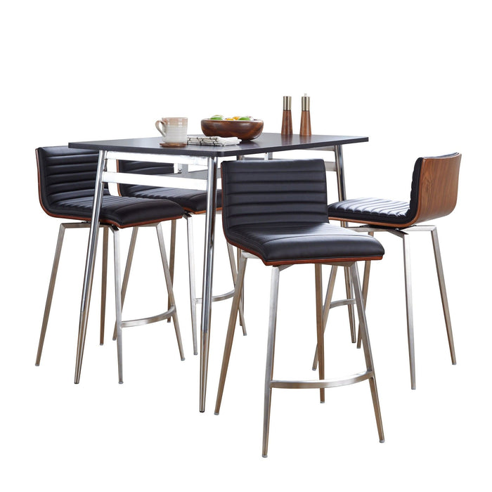 Marcel - Mara Upholstered Counter Height Dining Set - Chrome Metal With White Wood Tabletop