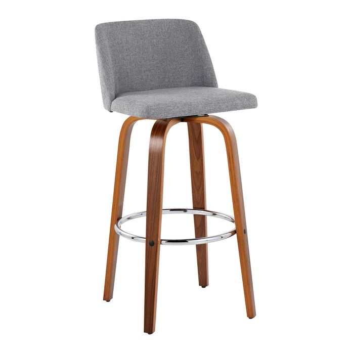 Toriano - 30" Fixed-Height Barstool (Set of 2) - Walnut & Chrome Base