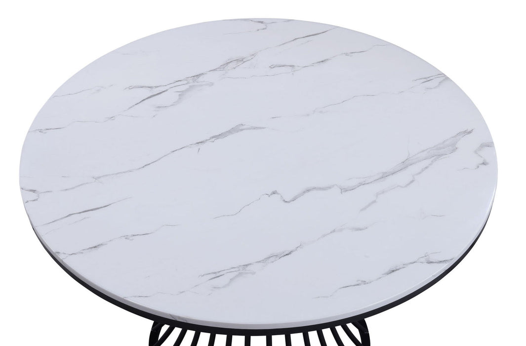 Hadley - Faux Marble Round Table - White