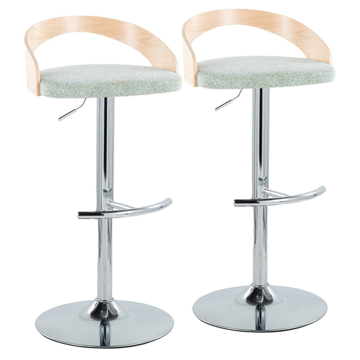 Grotto - Adjustable Barstool (Set of 2) - Silver Base And Natural Backrest