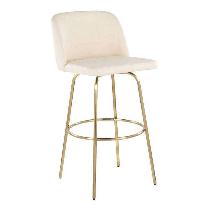 Toriano - 30" Fixed-Height Barstool (Set of 2) - Gold Base