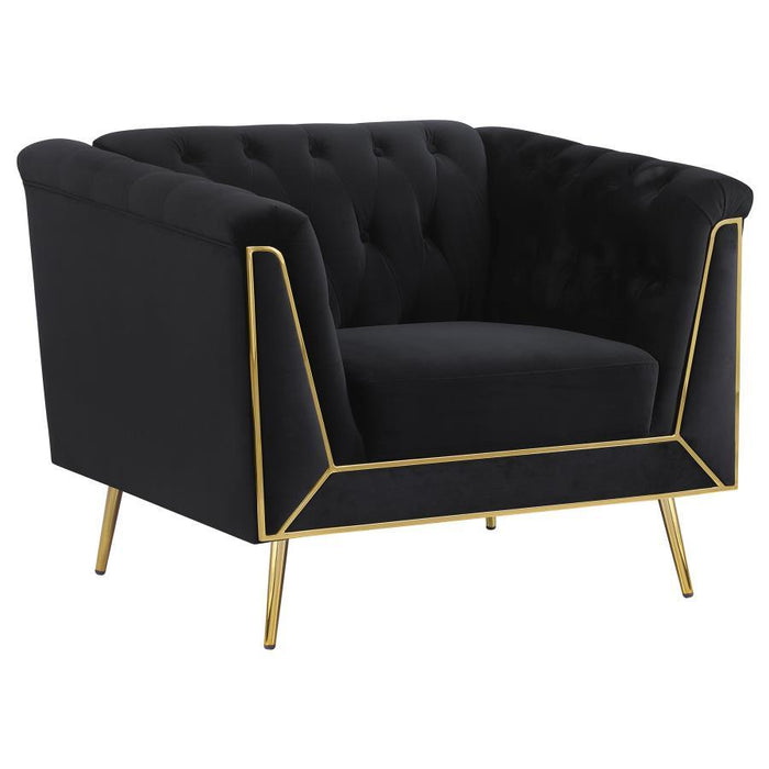 Holly - Tuxedo Arm Tufted Back Chair - Black