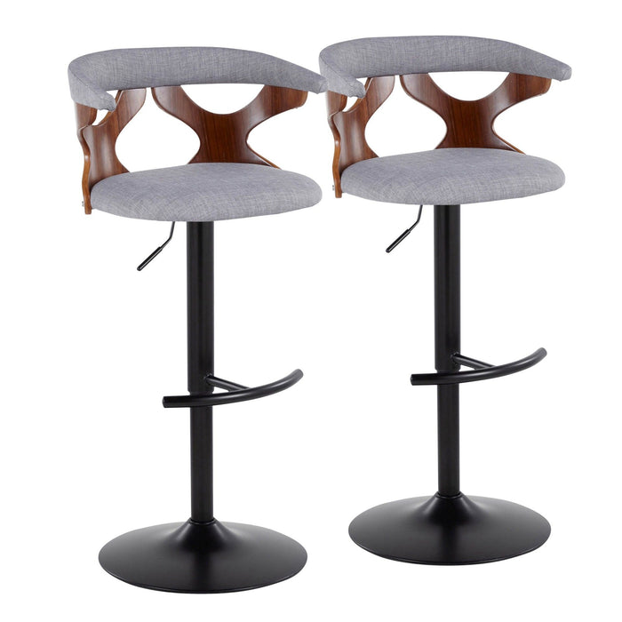 Gardenia - Adjustable Barstool (Set of 2) - Black Base And Walnut Backrest