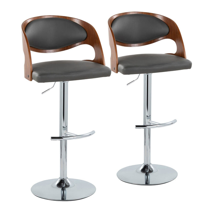 Pino - Adjustable Barstool (Set of 2) - Dark Gray And Dark Brown