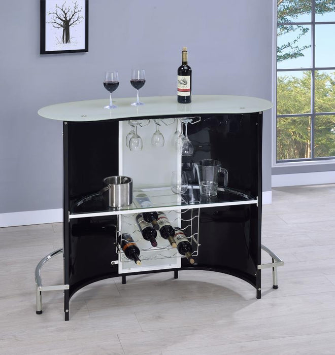 Lacewing - Curved Glass Top Home Bar Wine Cabinet - Black