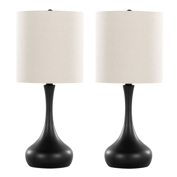 Genie - 24" Metal Table Lamp - Matte Black Metal With Oatmeal Linen Shade from Grandview Gallery (Set of 2)