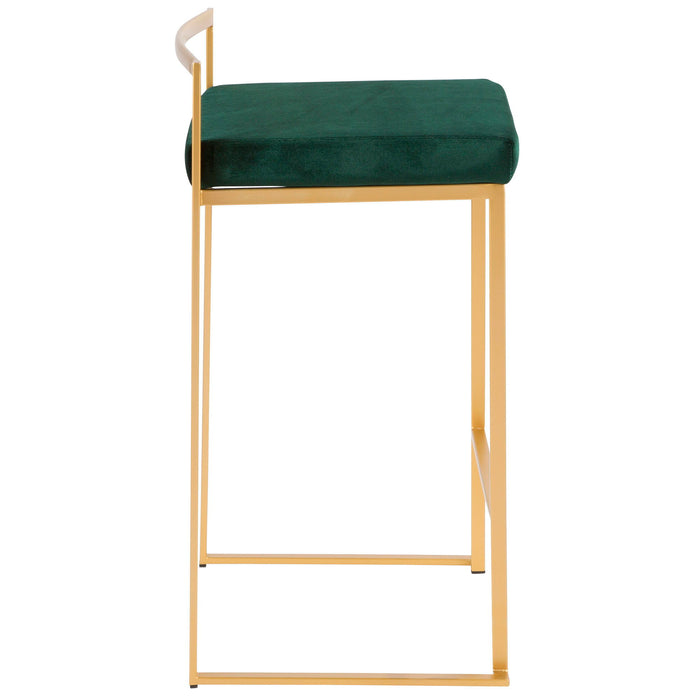 Fuji - Counter Stool With Cushion - Gold Legs