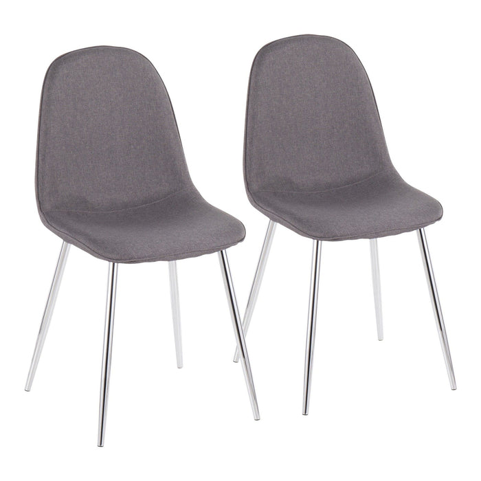 Pebble - Chair - Chrome And Charcoal Fabric (Set of 2)