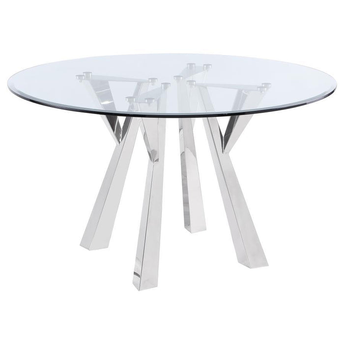 Alaia - Round Glass Top Dining Table - Clear And Chrome