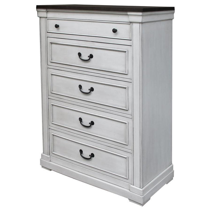 Hillcrest - 5-Drawer Chest - Dark Rum And White