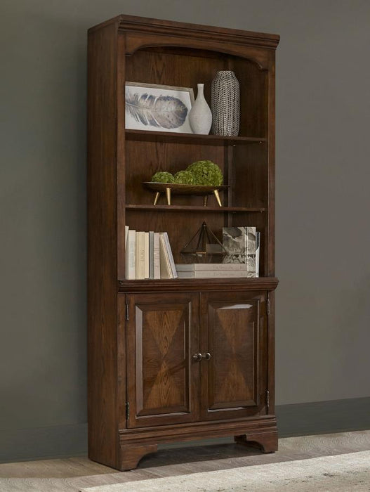 Hartshill - Bookcase With Cabinet - Burnished Oak