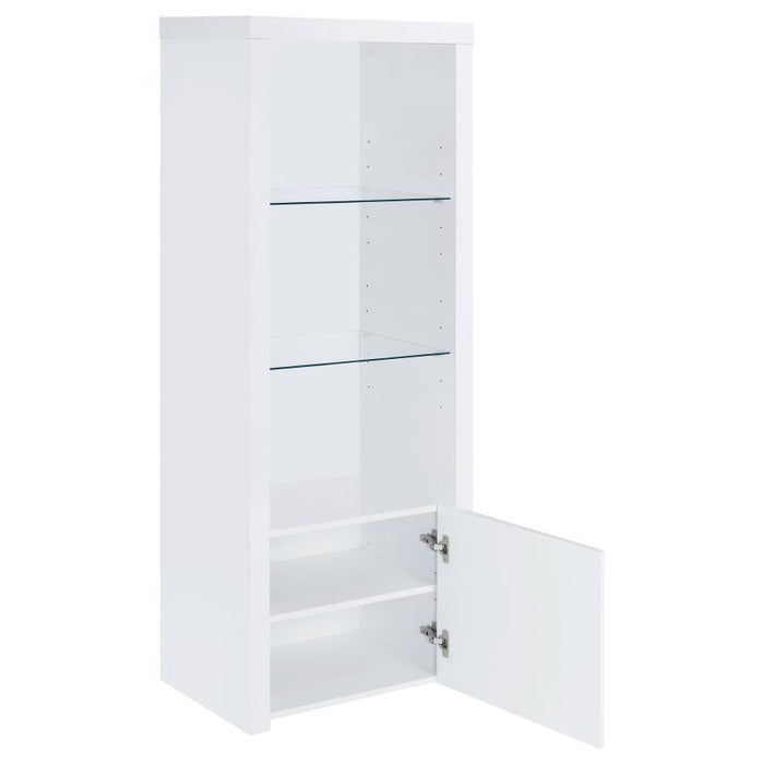 Jude - 3-Shelf Media Tower With Storage Cabinet - White High Gloss