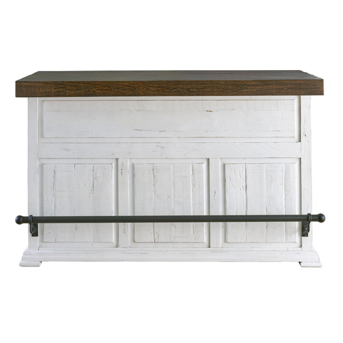 Condesa - 68" Wooden Bar With Wine Storage - Distressed White Finish