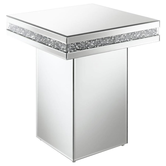 Elora - Pedestal Square Top Accent Table - Mirror