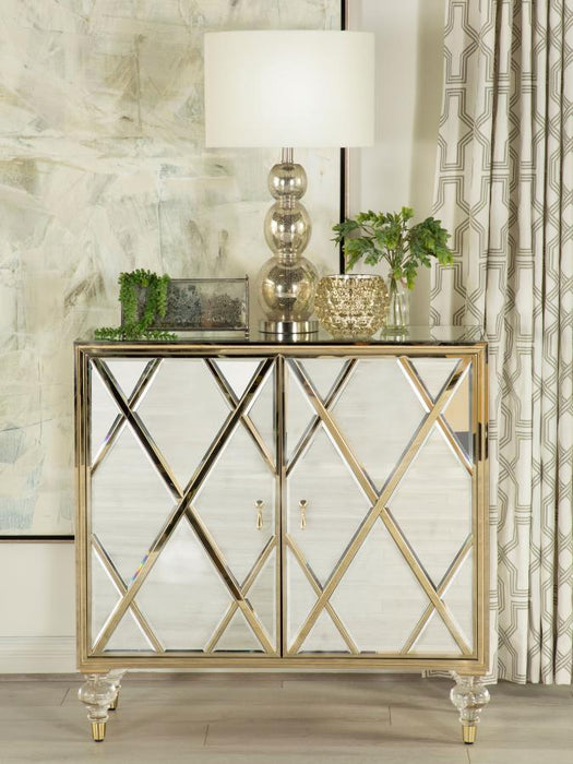 Astilbe - 2-Door Accent Cabinet - Mirror And Champagne