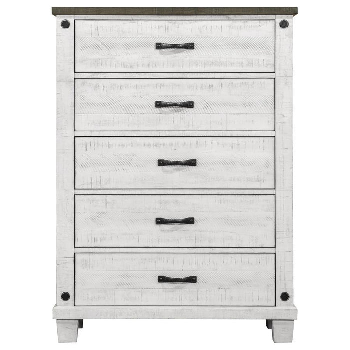 Lilith - 5-Drawer Chest Distressed - Distressed Gray And White