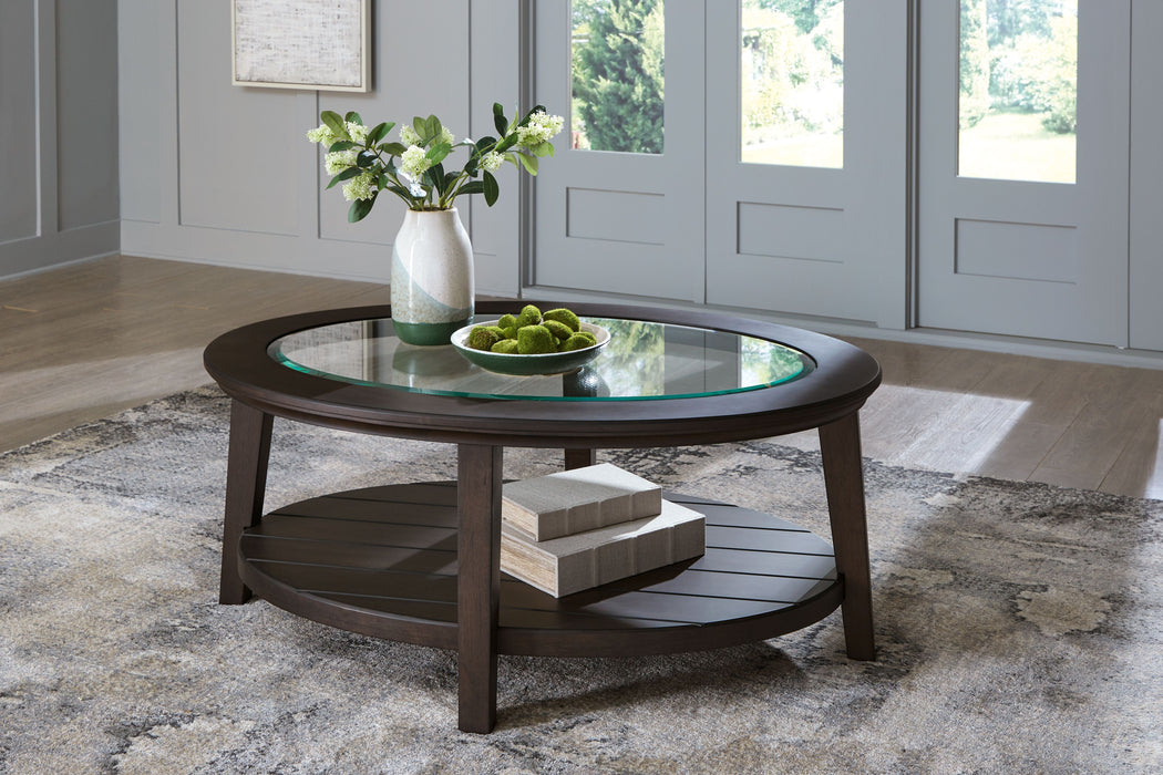 Celamar - Dark Brown - Oval Cocktail Table