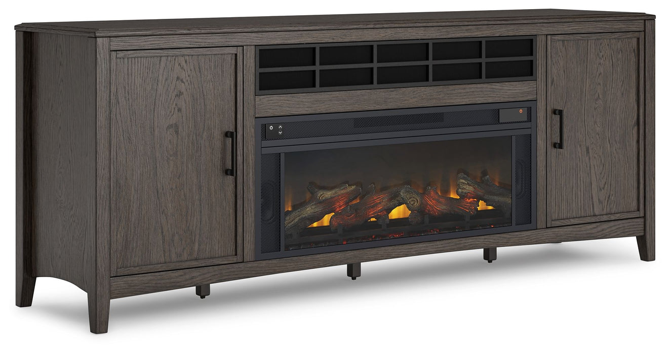 Montillan - Grayish Brown - 84" TV Stand With Electric Fireplace