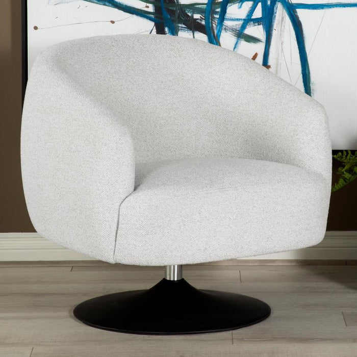 Dave - Upholstered Swivel Accent Chair - Beige And Matte Black