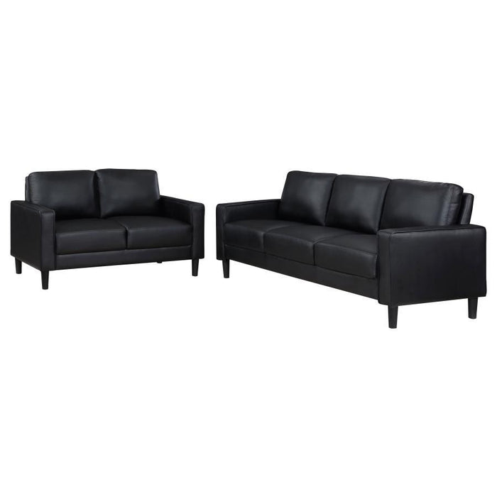 Ruth - Upholstered Track Arm Faux Leather Sofa Set