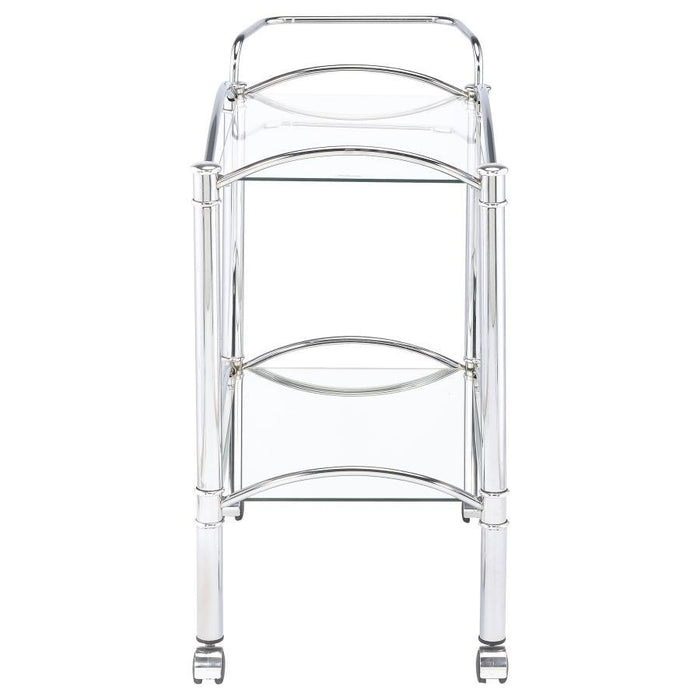 Shadix - 2-Tier Serving Cart With Glass Top - Chrome And Clear