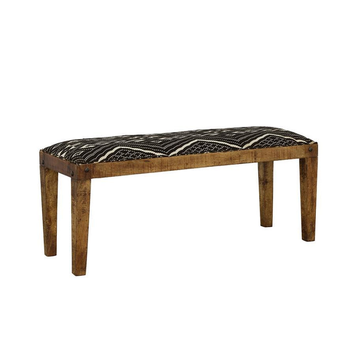 Lamont - Rectangular Upholstered Bench - Natural And Navy