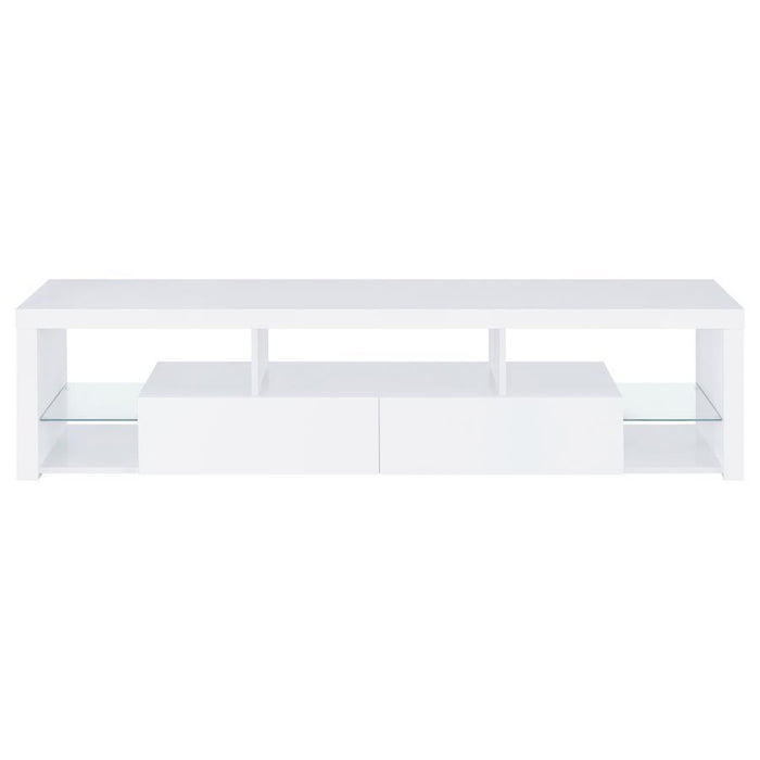 Jude - 2-Drawer 71" TV Stand With Shelving - White High Gloss