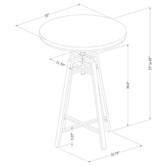 Bartlett - Adjustable Swivel Bar Table - Brushed Nutmeg