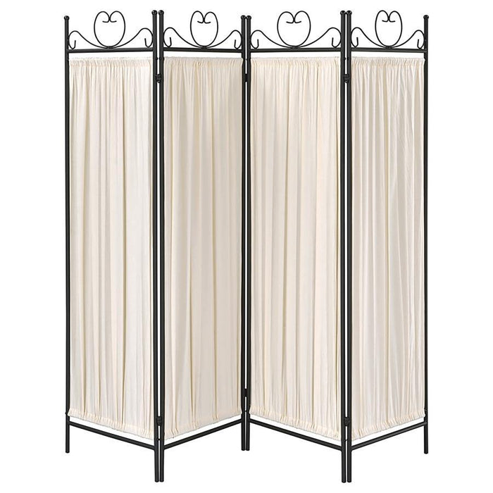 Dove - 4-Panel Folding Screen - Beige And Black