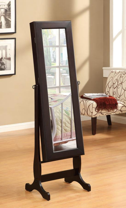 Batista - Cheval Mirror with Jewelry Storage - Cappuccino